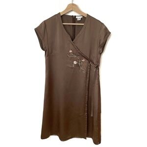 Kenzie Silk Faux Wrap Embroidered Dress